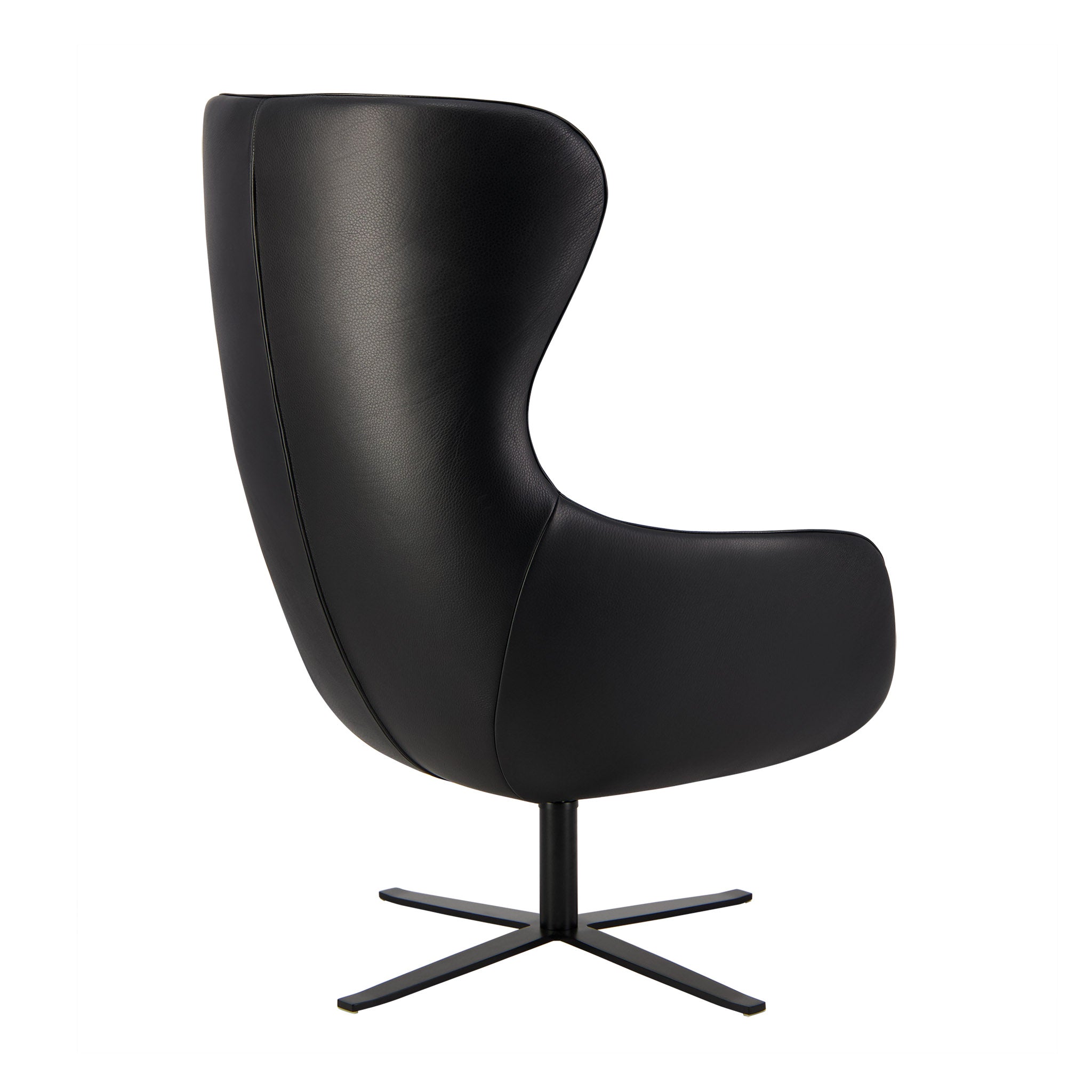 Amalfi Kalahari Leather Lounge Chair in black. Rear view.