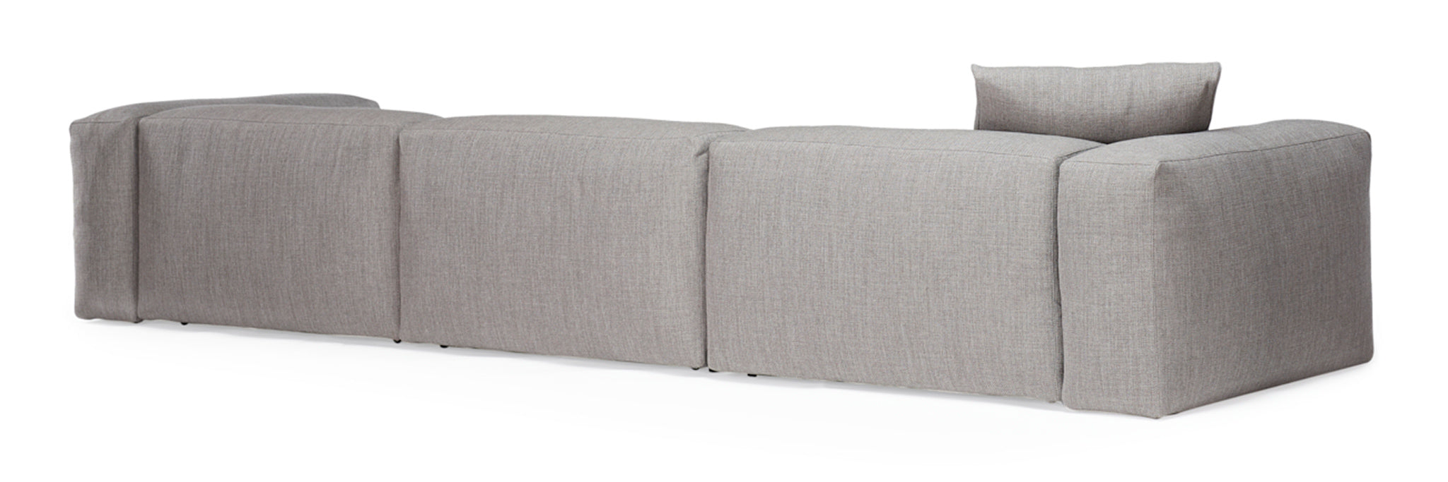 Aspettami modular furniture collection in fog colour. Rear view.