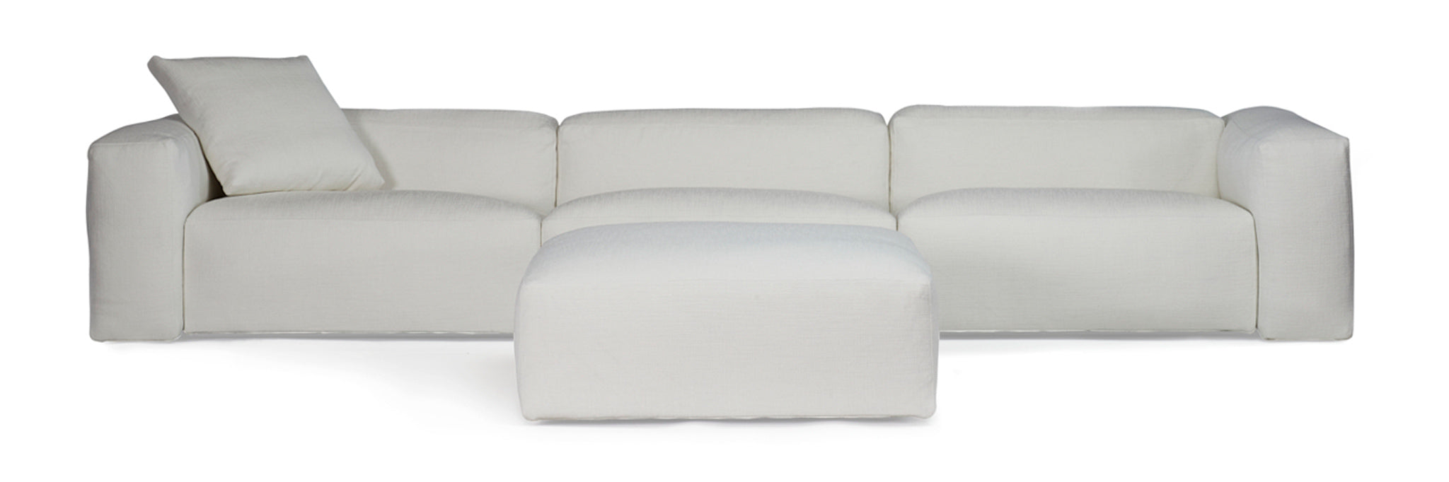 Aspettami modular furniture collection in white. Front view.
