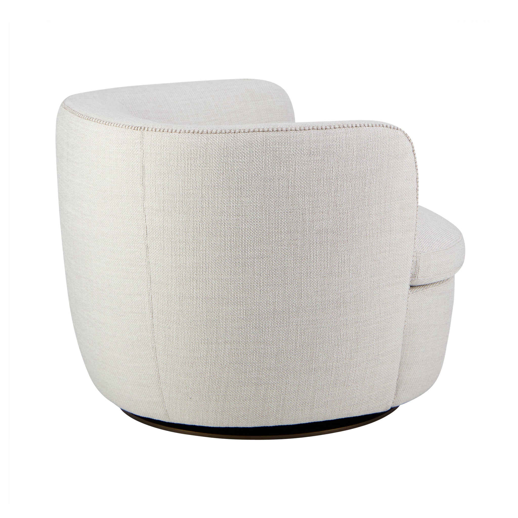 Bellagio swivel lounge chair in Barbat cream fabric. Rear view.