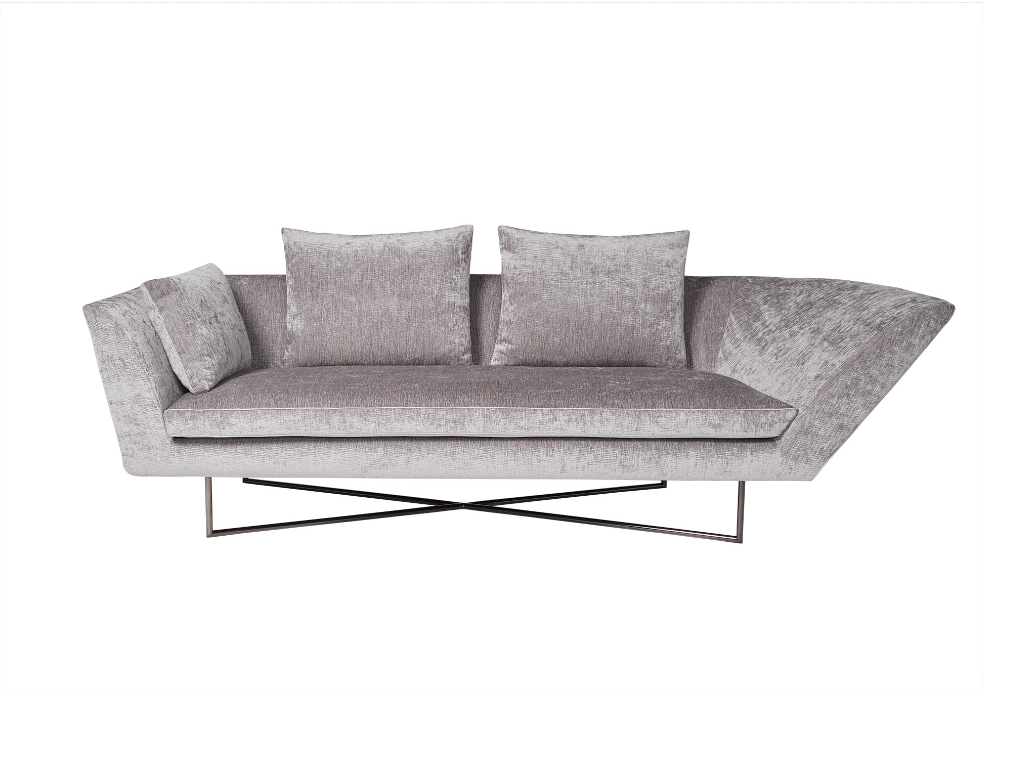 Little Wing Left Arm sofa in Sicilia colour fabric. Front view.
