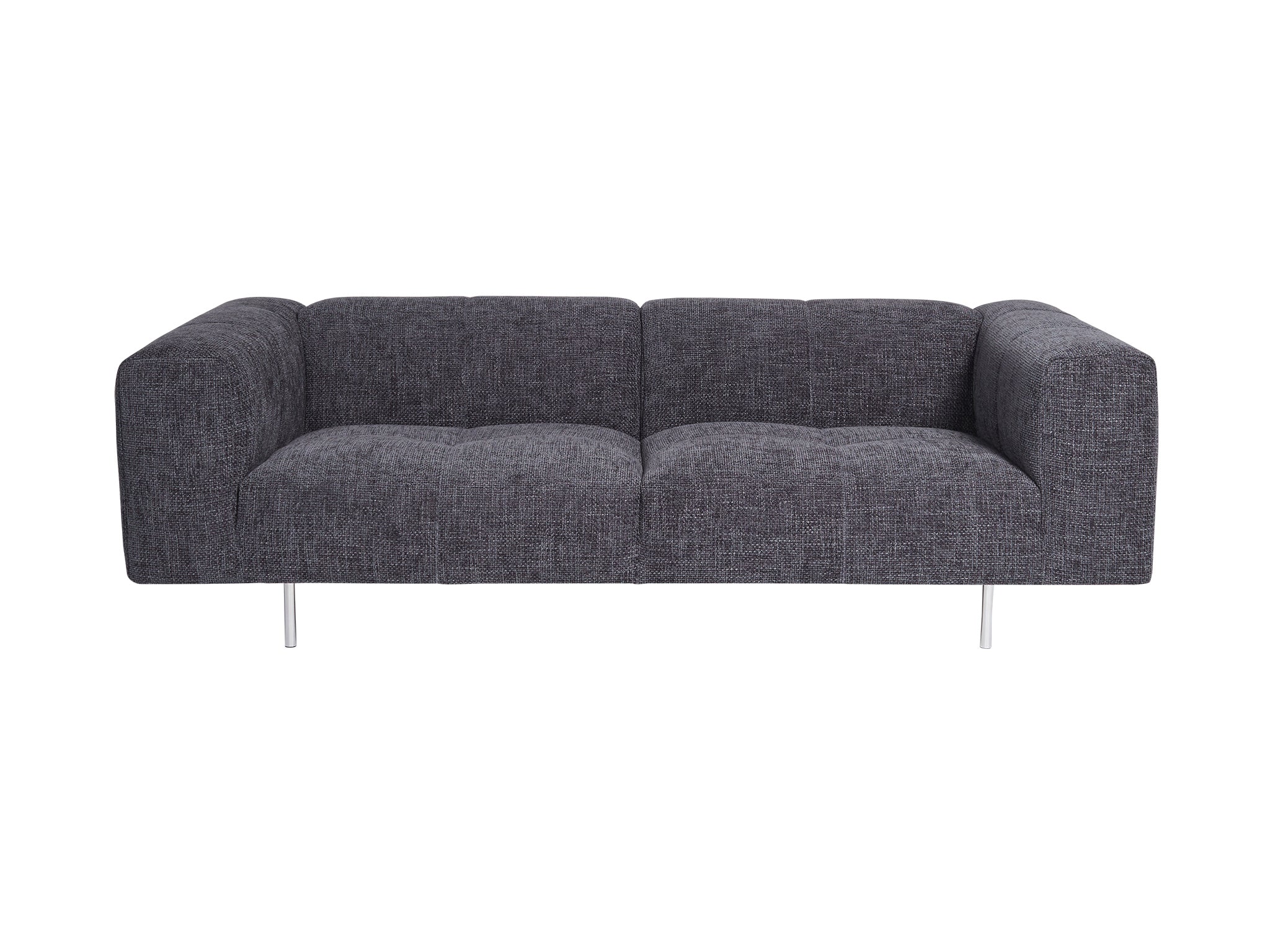 Milano 220 cm plush sofa in anthracite colour. Front view.