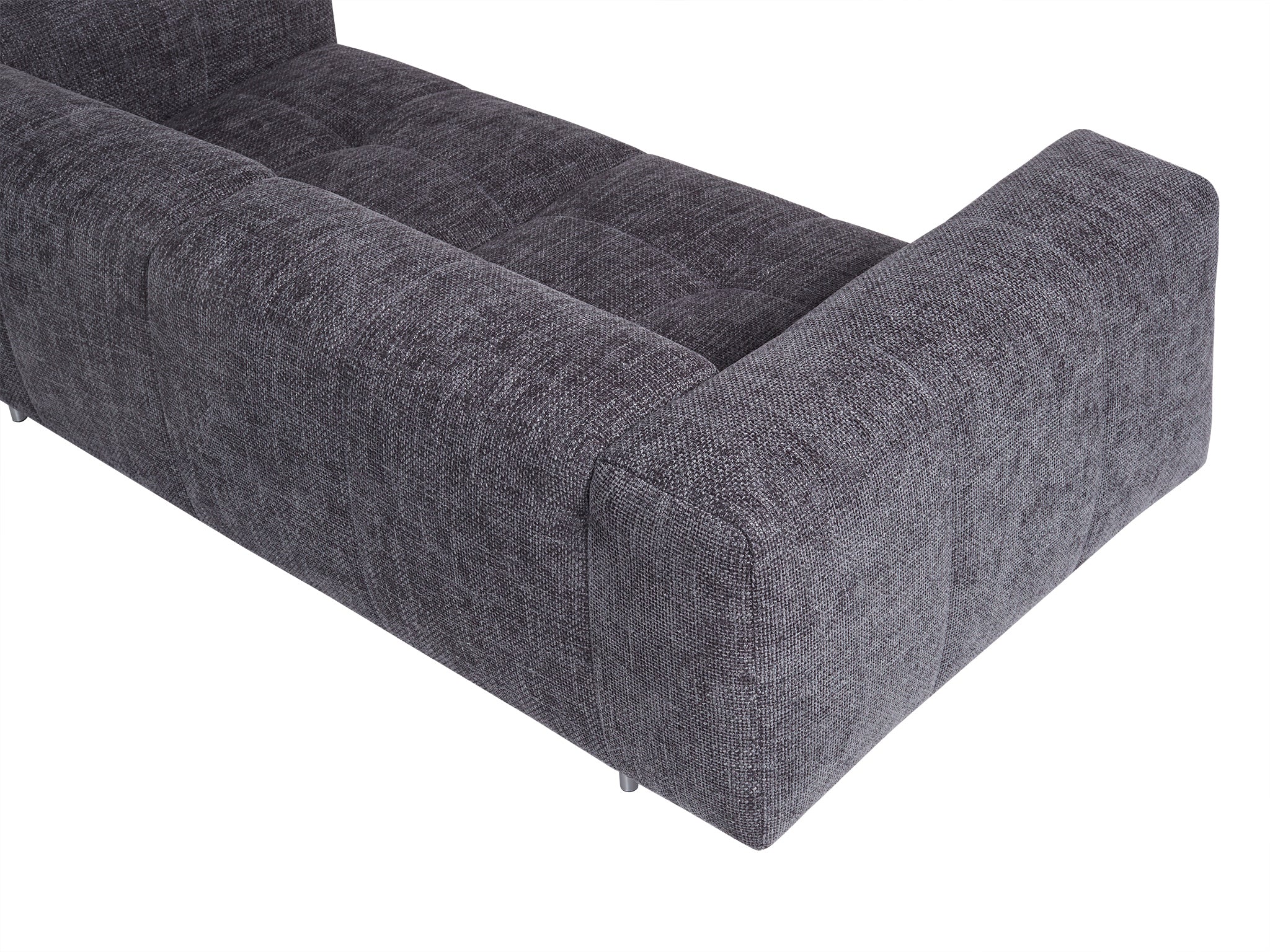 Milano 220 cm plush sofa in anthracite colour. Rear top view.