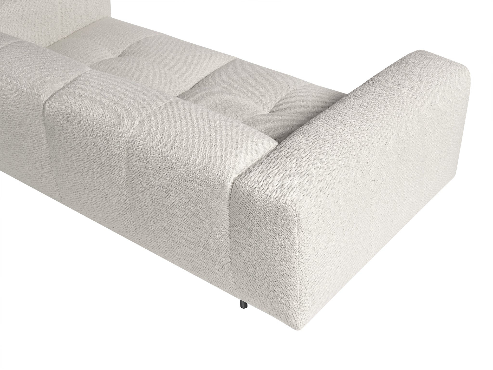 Milano plush sofa 220 cm width in cream colour. Rear top view.