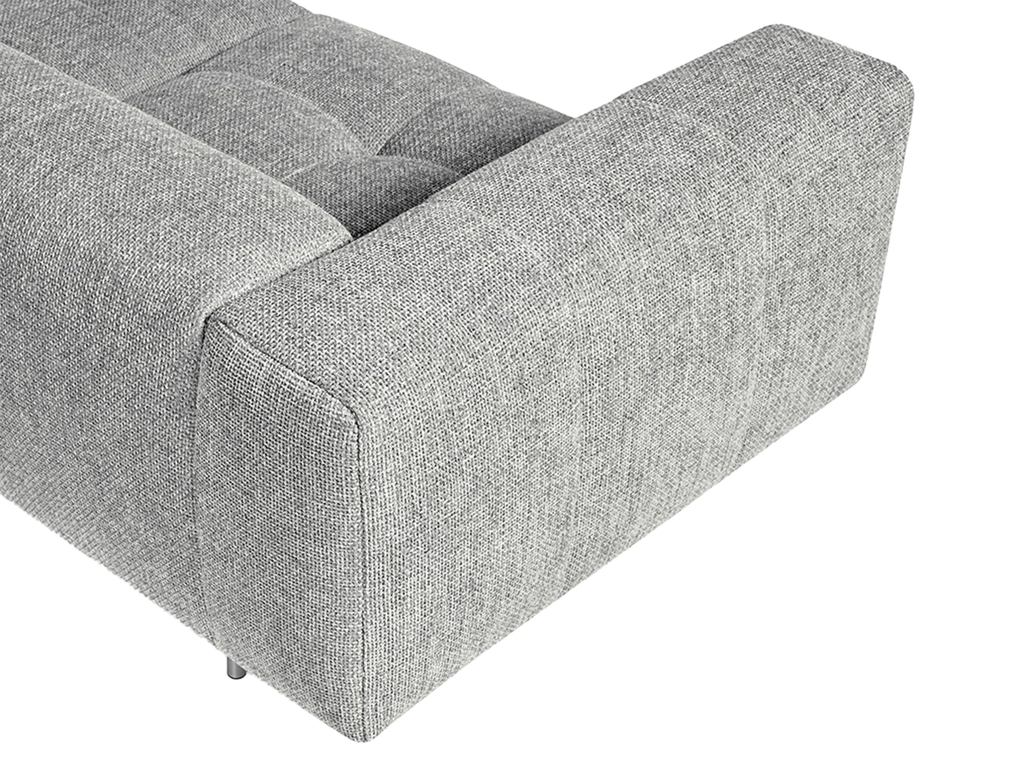 Milano plush sofa-220 cm width in light grey colour. Rear top view.