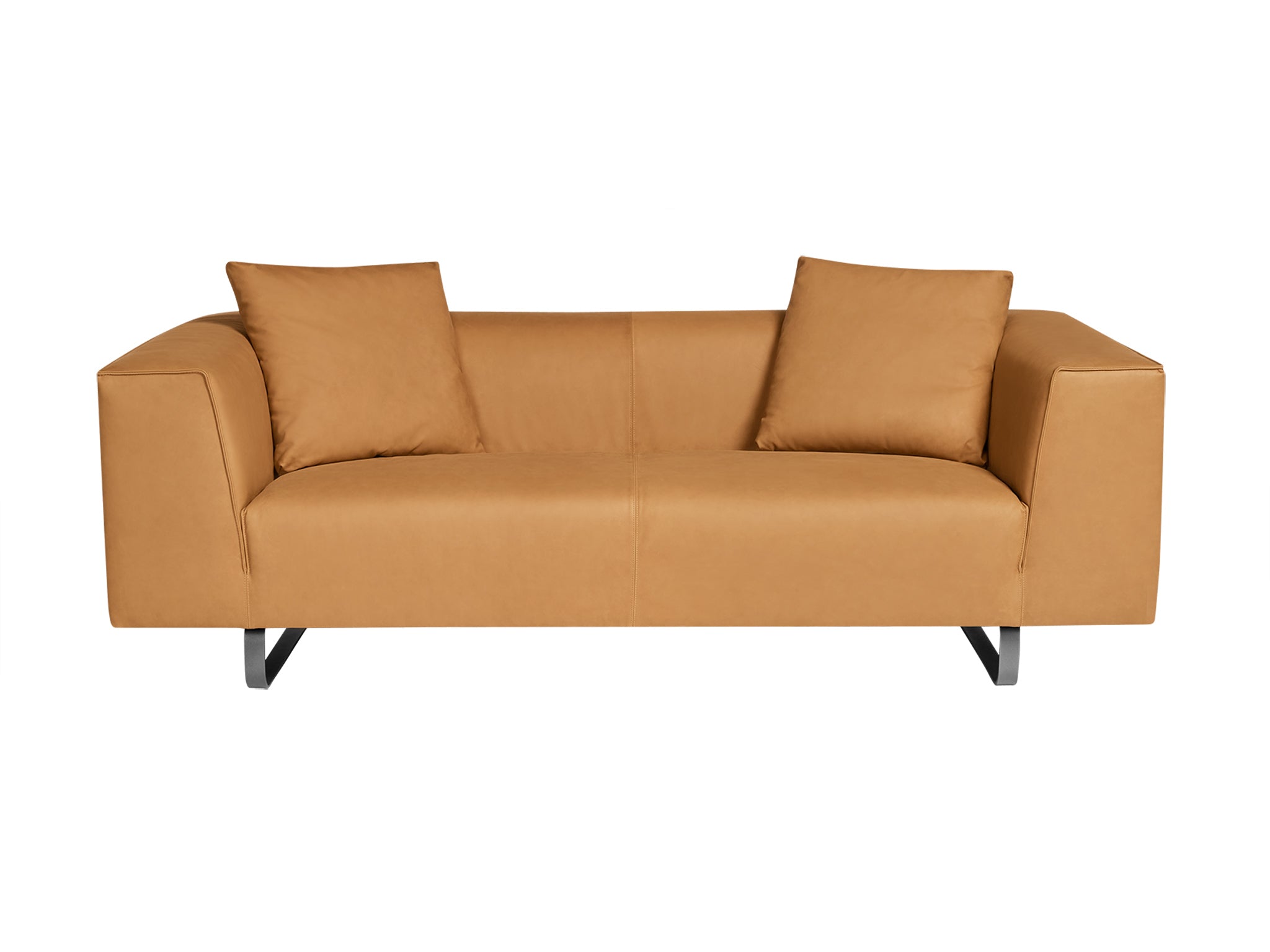 Modena luxury leather sofa in tan colour. Front view.