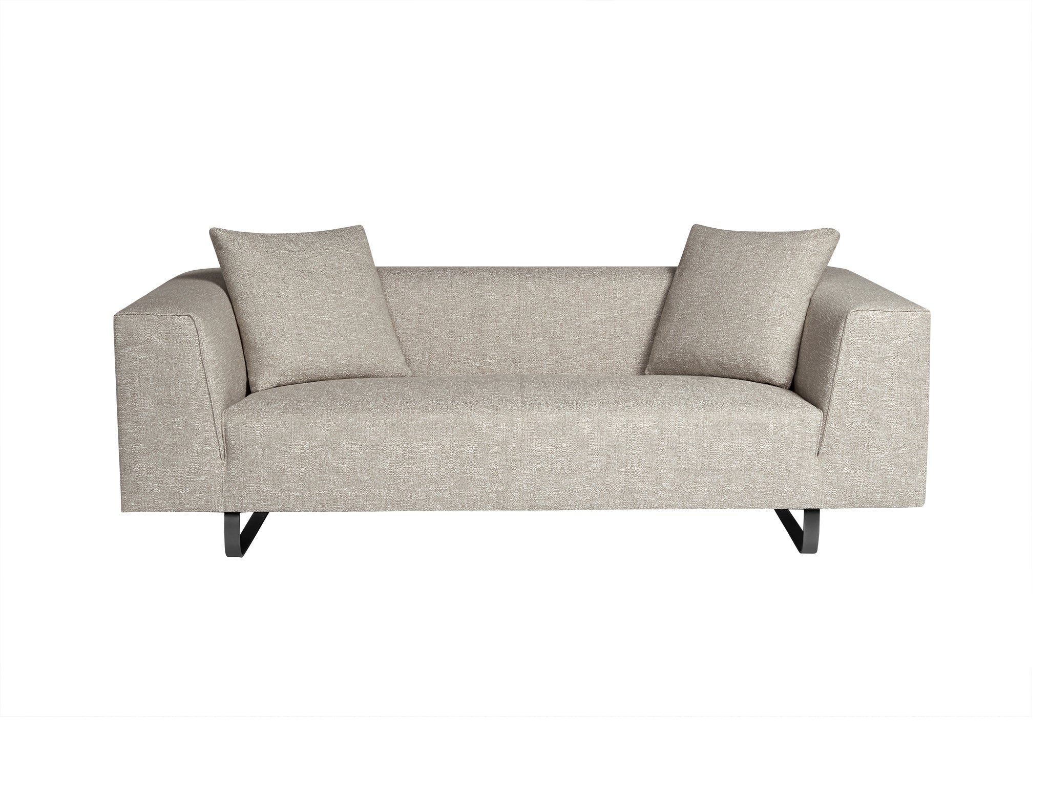 Modena sofa with gesso chalk coloured tone fabric. Front view.