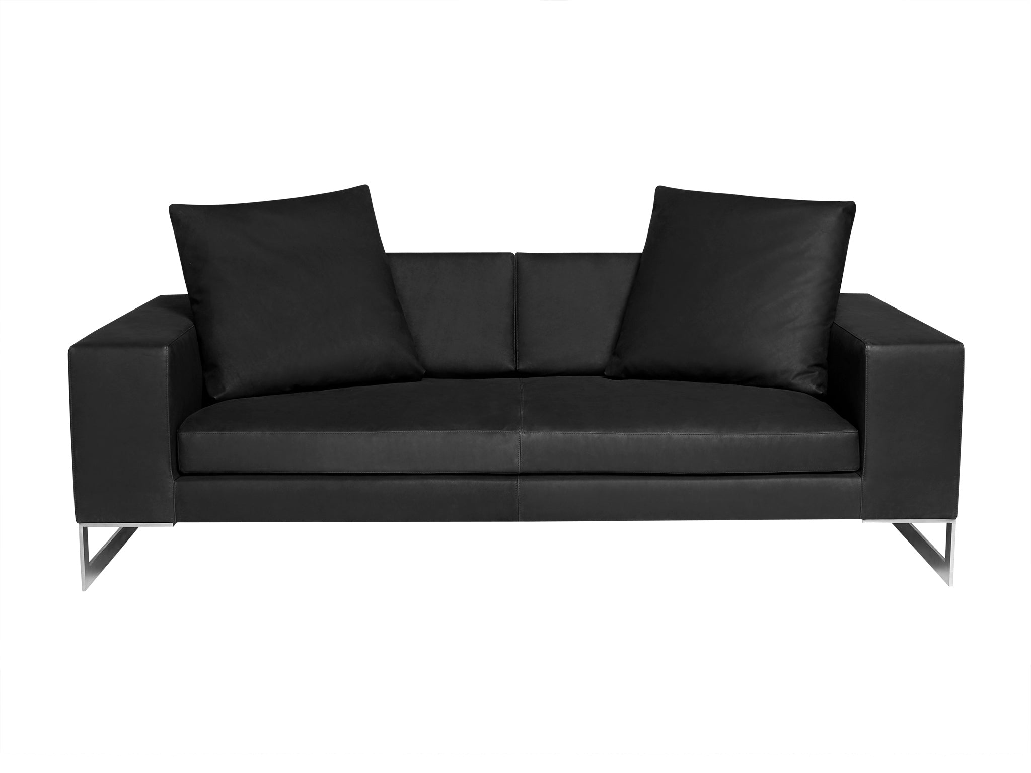 Perfect Day luxury Kalahari leather recliner sofa in black. Front view.