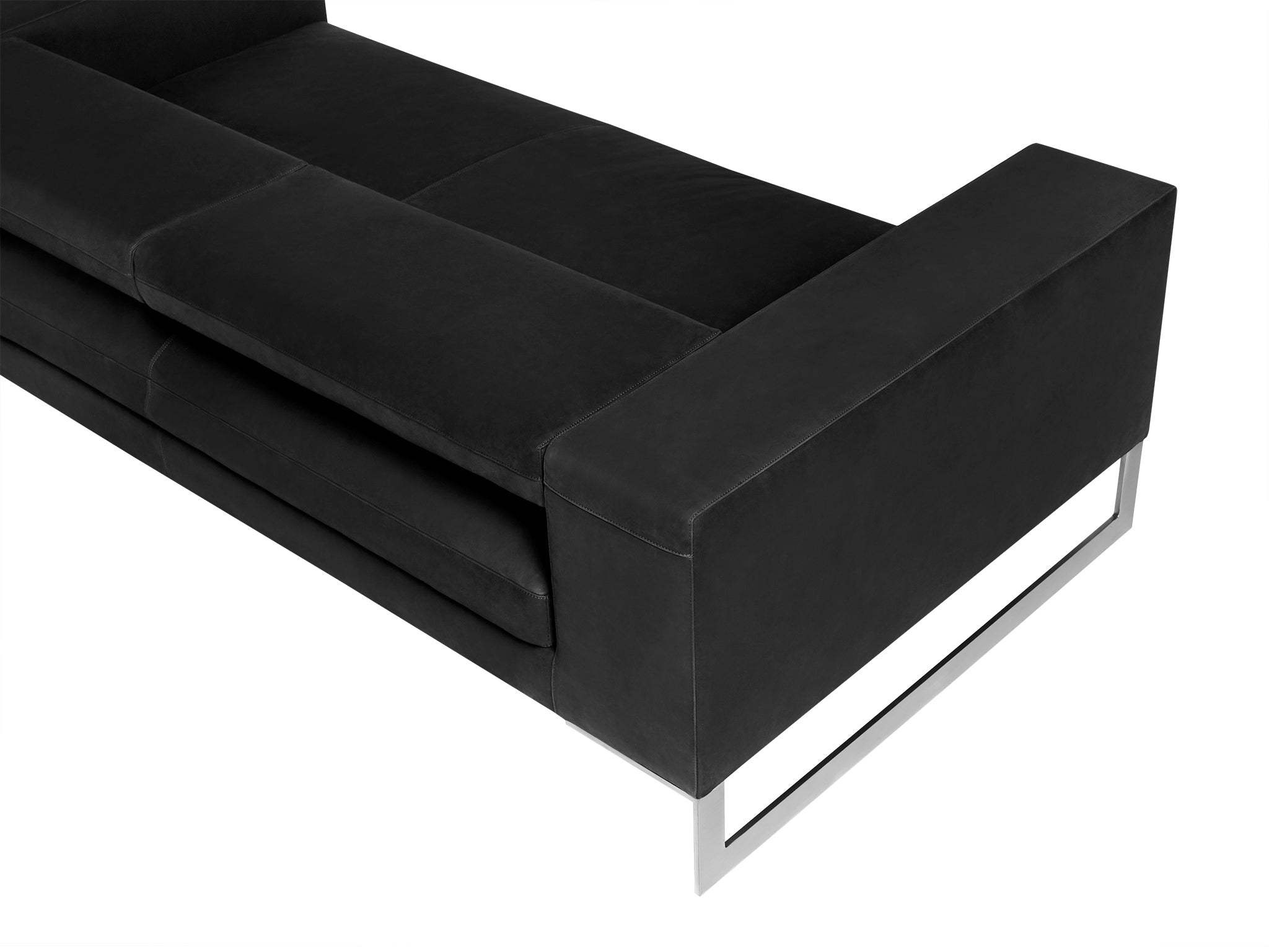 Perfect Day luxury Kalahari leather recliner sofa in black. Rear top view.
