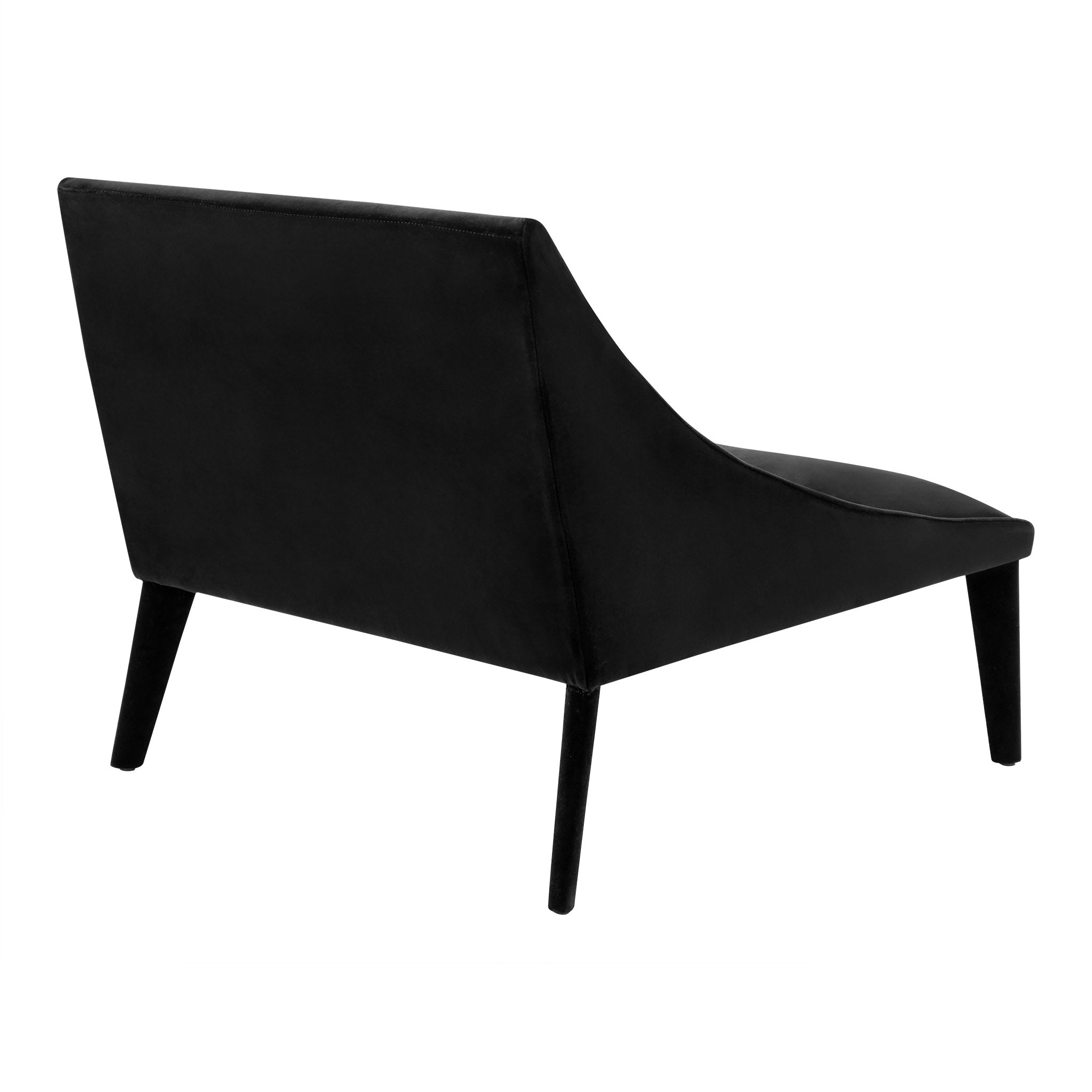 Petalo lounge chair in black velvet. Rear view.