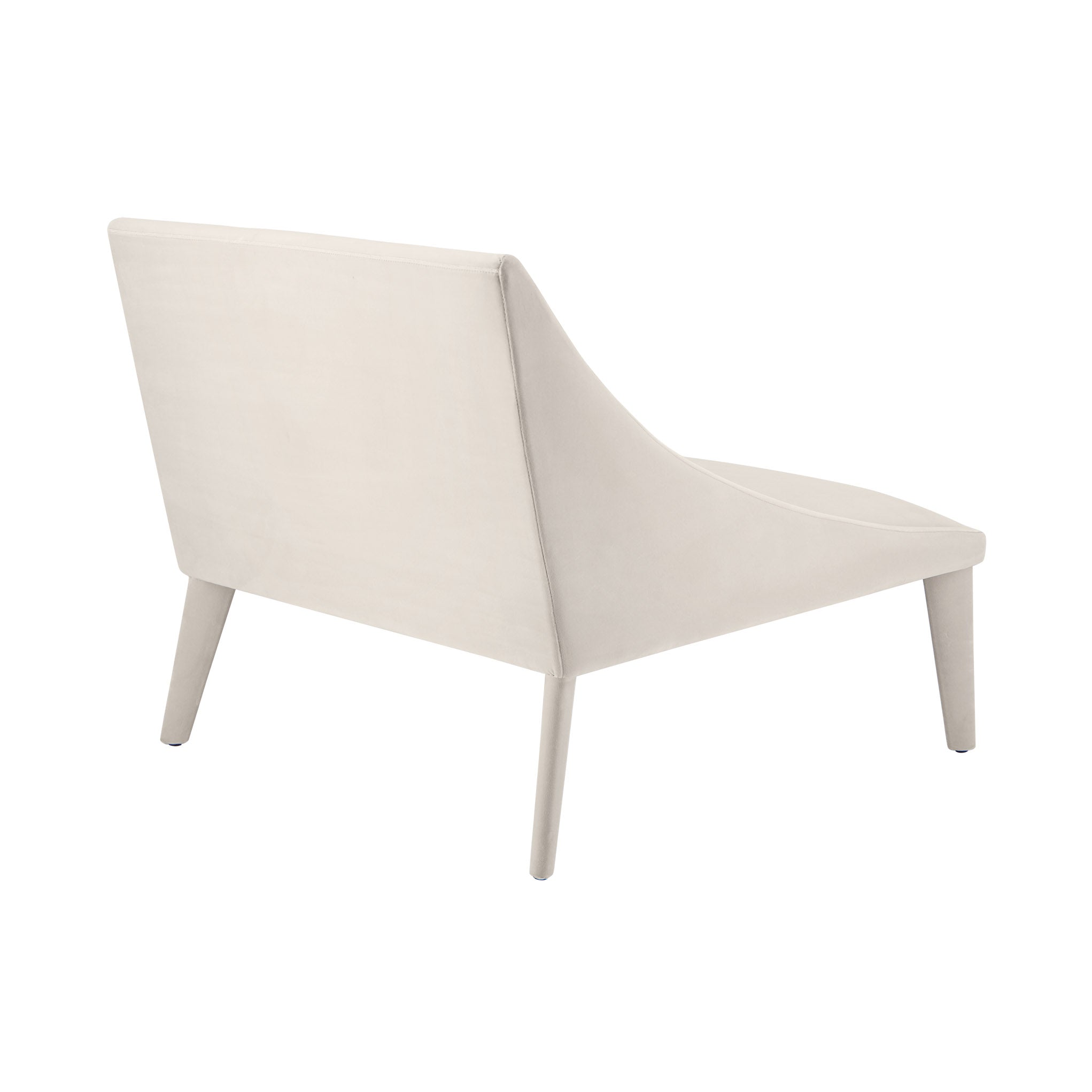 Petalo Italian lounge chair in cream with pillow cushion. Rear view.