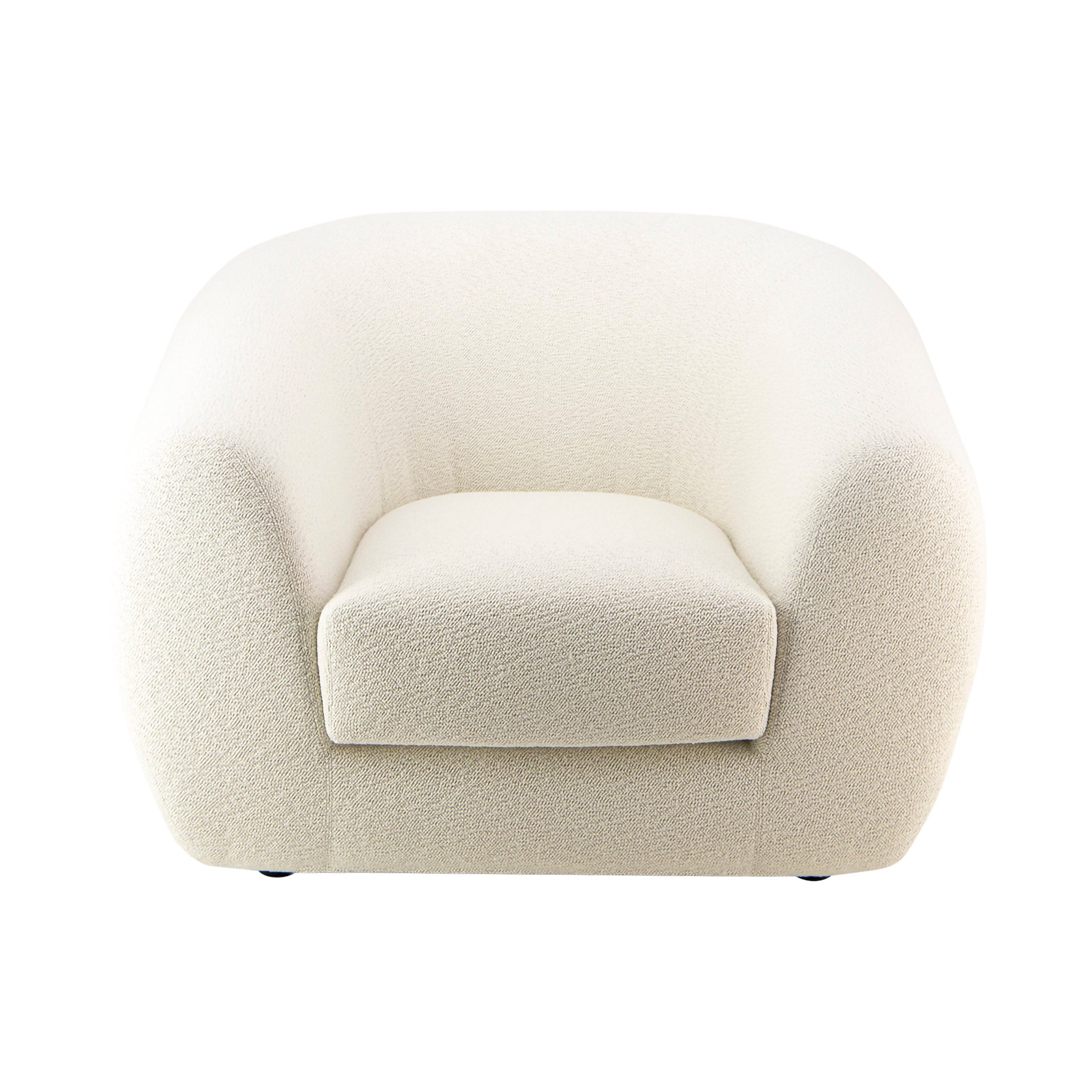 Pisa Grande armchair in Perseide-2 cream fabric. Front view.