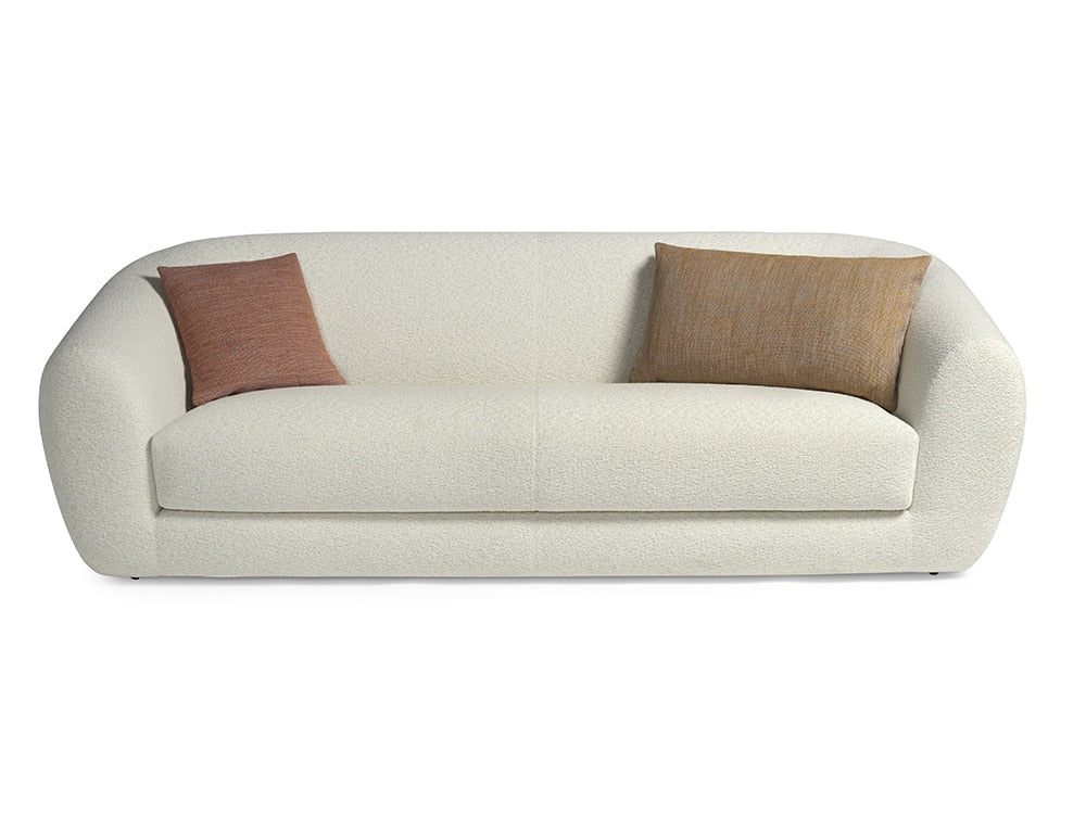 Design Warehouse - 127729 - PISA PLUSH TWO SEATER (CREAM) inc 2 pillows 80x45 BARAT 46 GOLD, SQ. BARAT 2 BURNT ORANGE) - Perseide 2 Cream