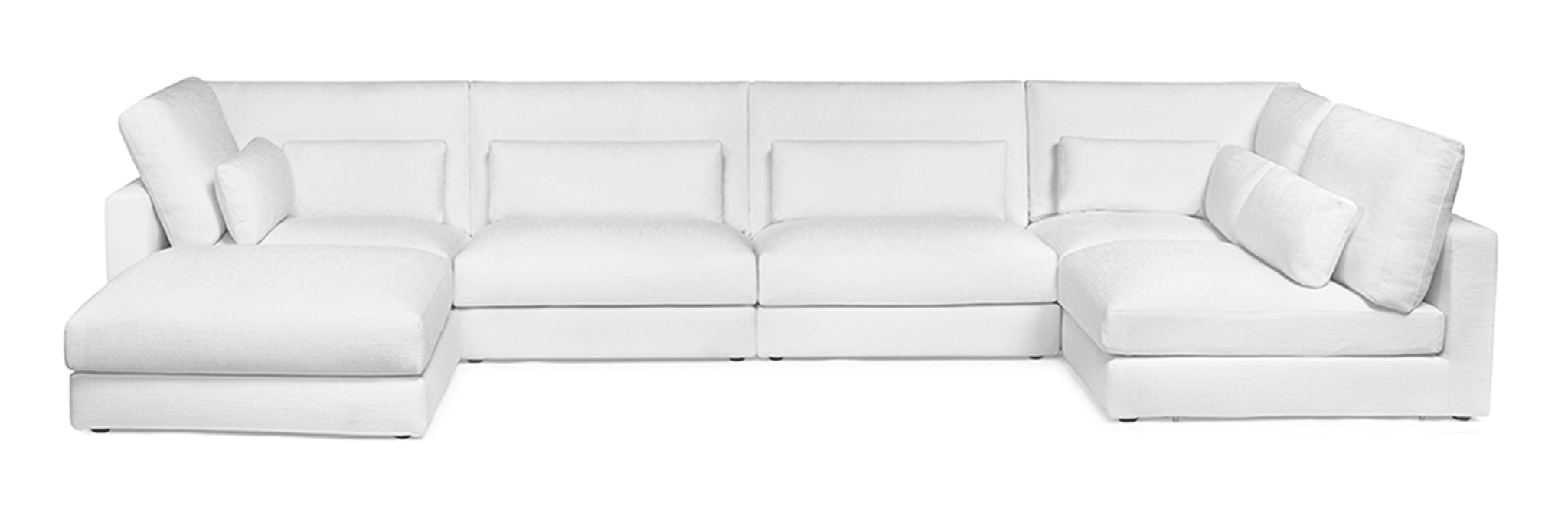 Portofino Grande modular lounge in white Barbat fabric. Front view.