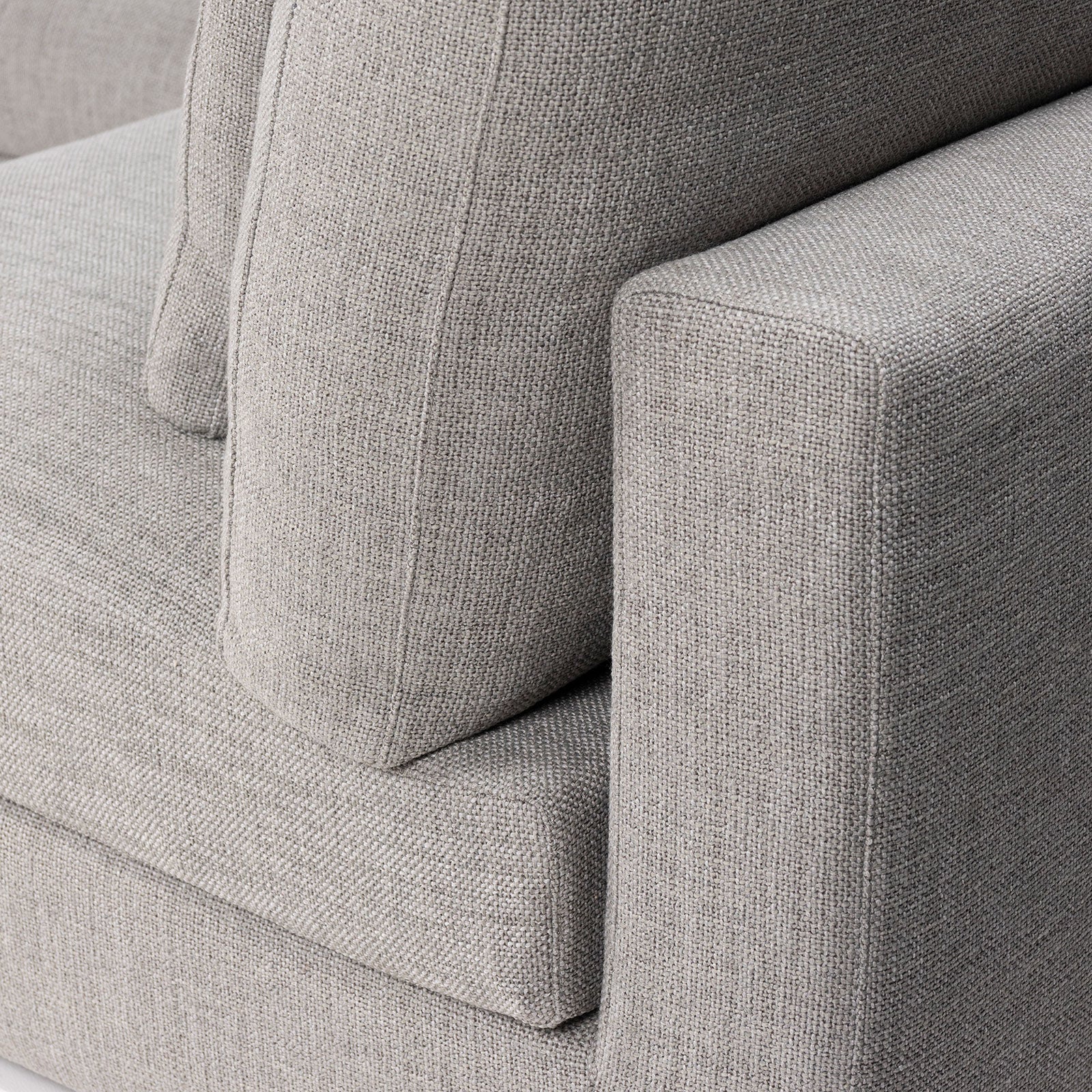 Portofino modular lounge in fog colour closeup view.