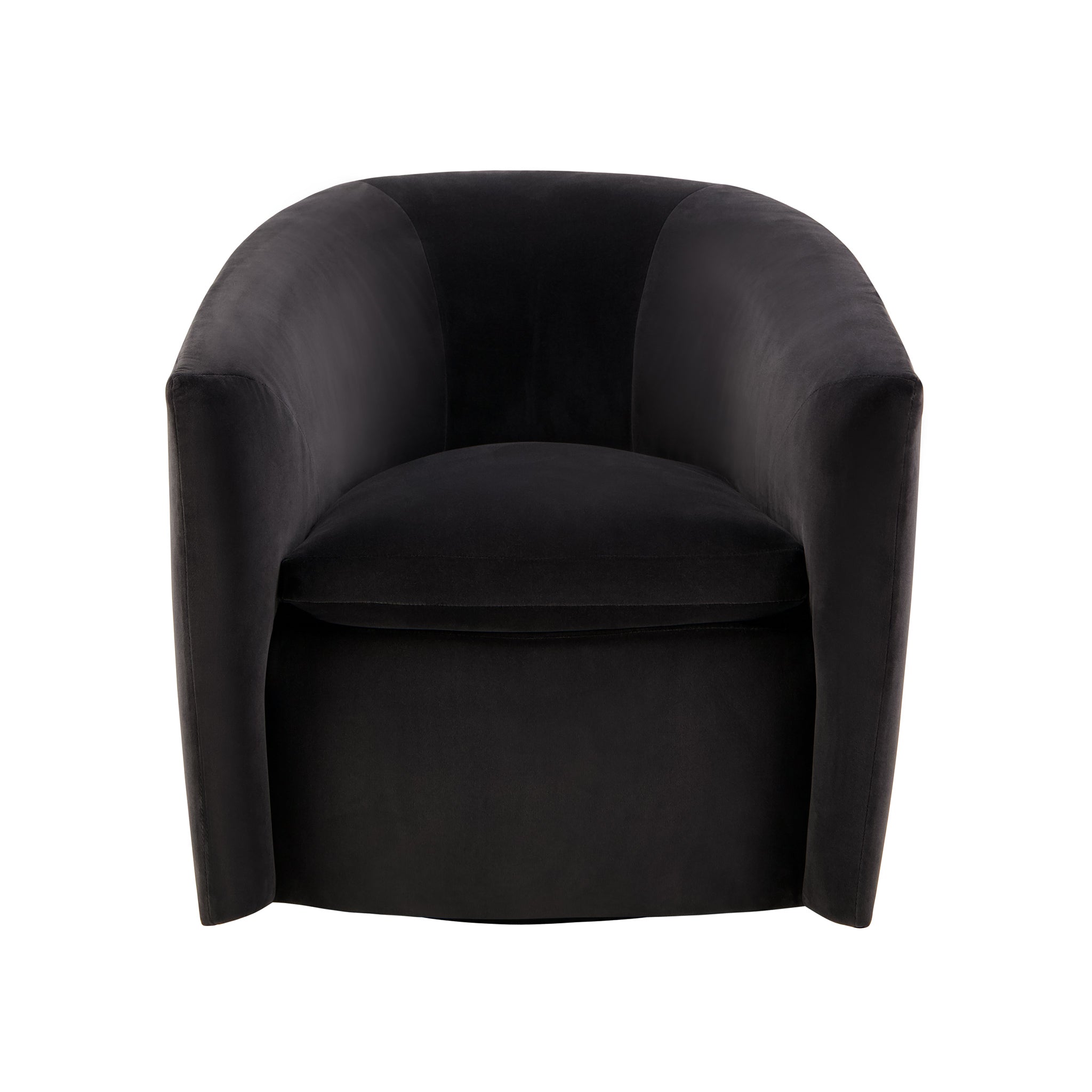 Roma velvet lounge chair in anthracite colour. Front view.