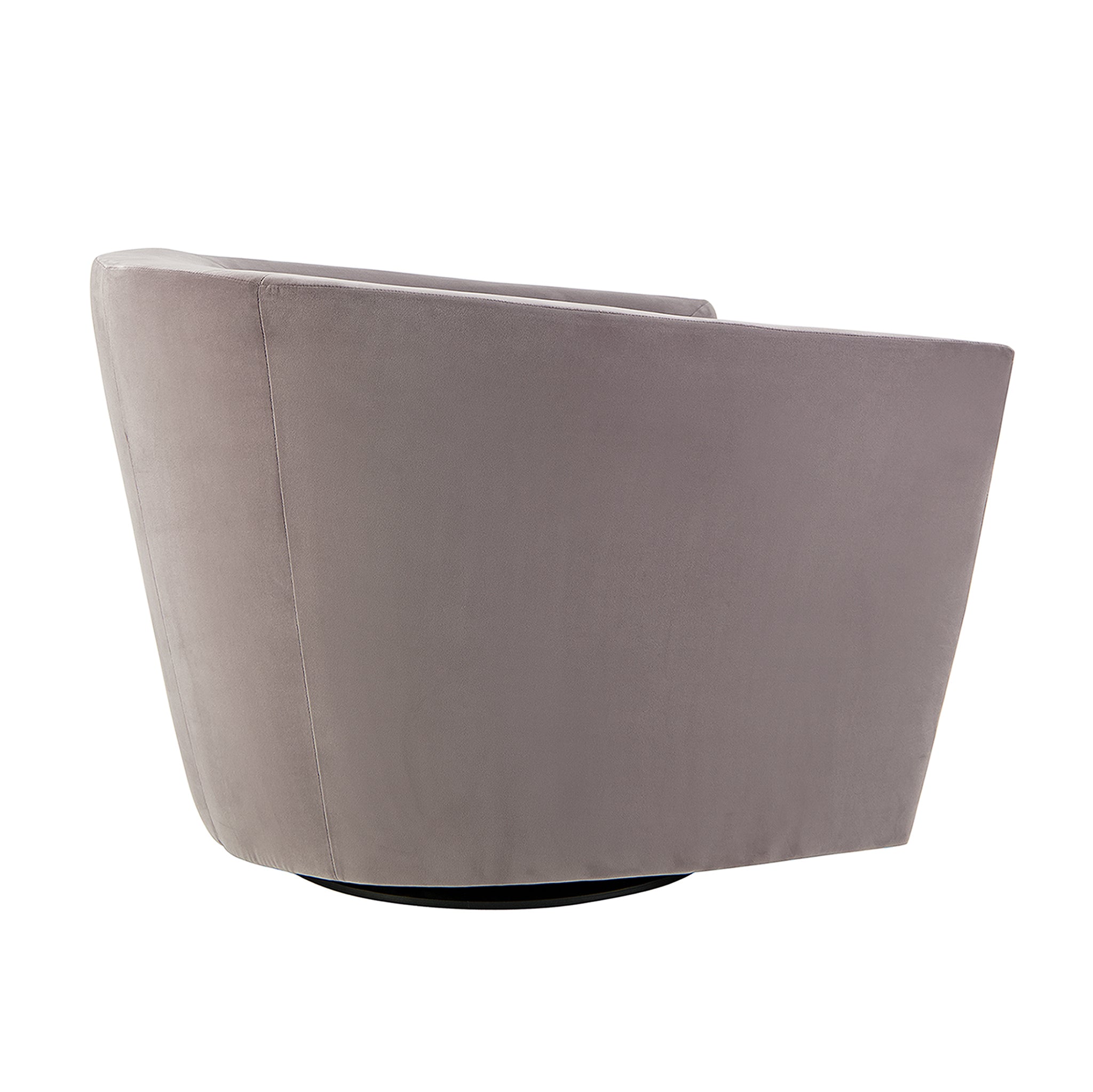 Roma velvet lounge chair in grey. Rear view.