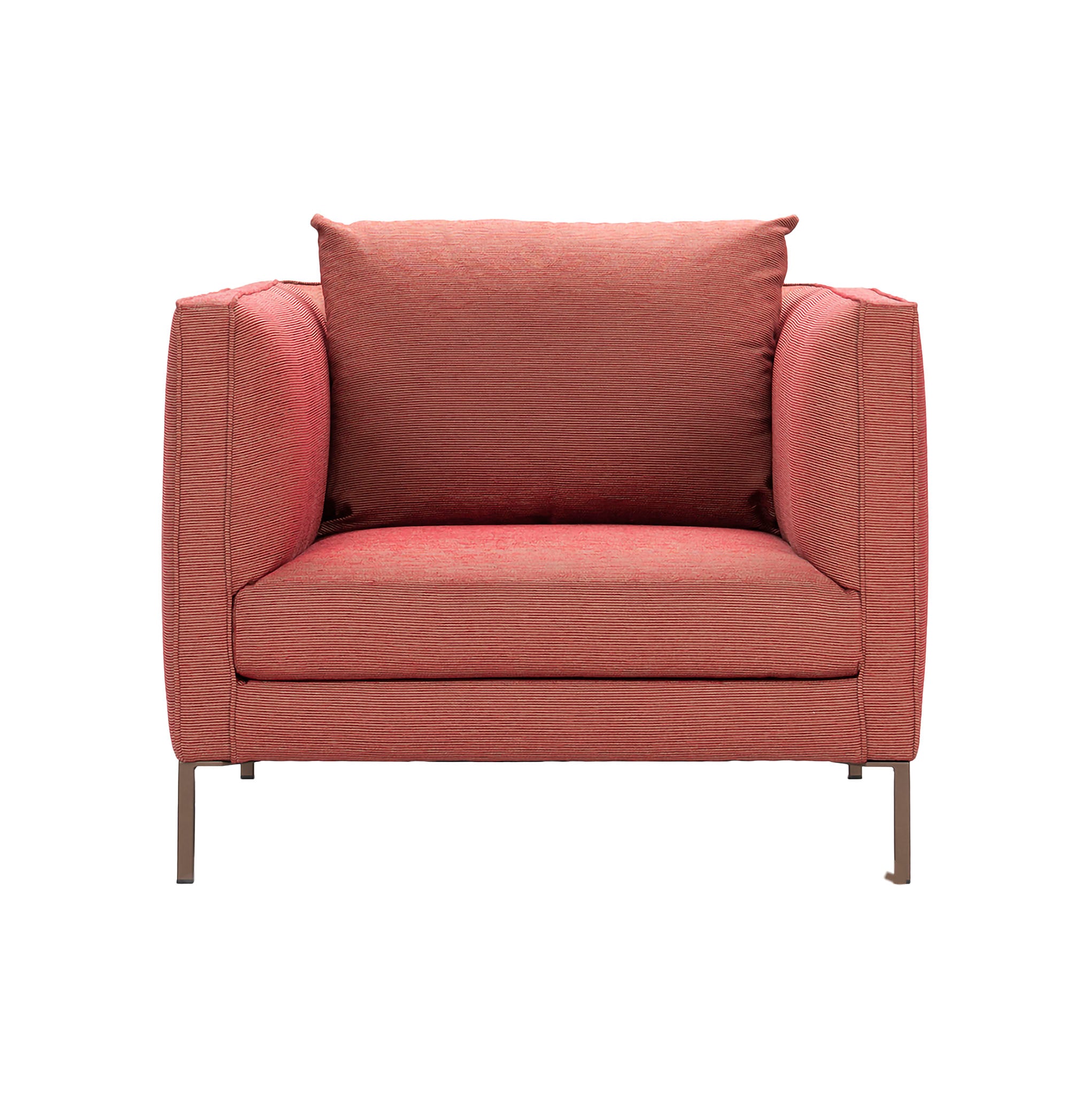 Siena armchair in Rosso Burgundy colour. Front view.