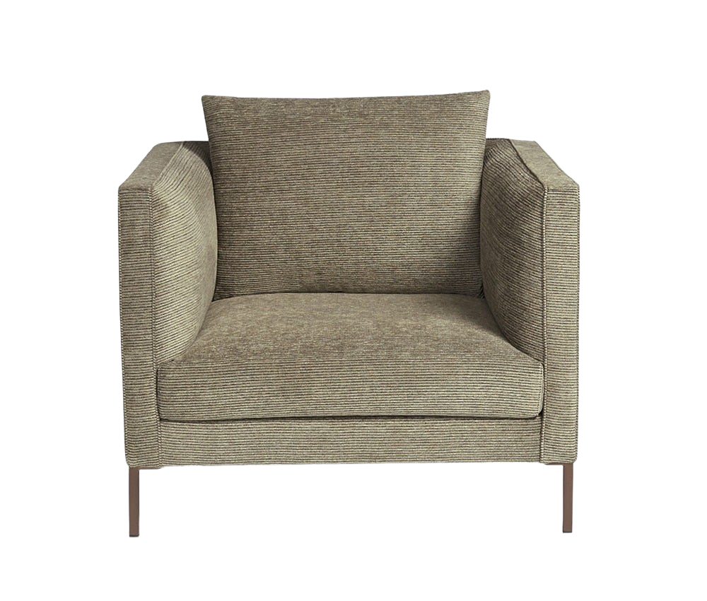Siena armchair in Salina 12 black and white. Front view.