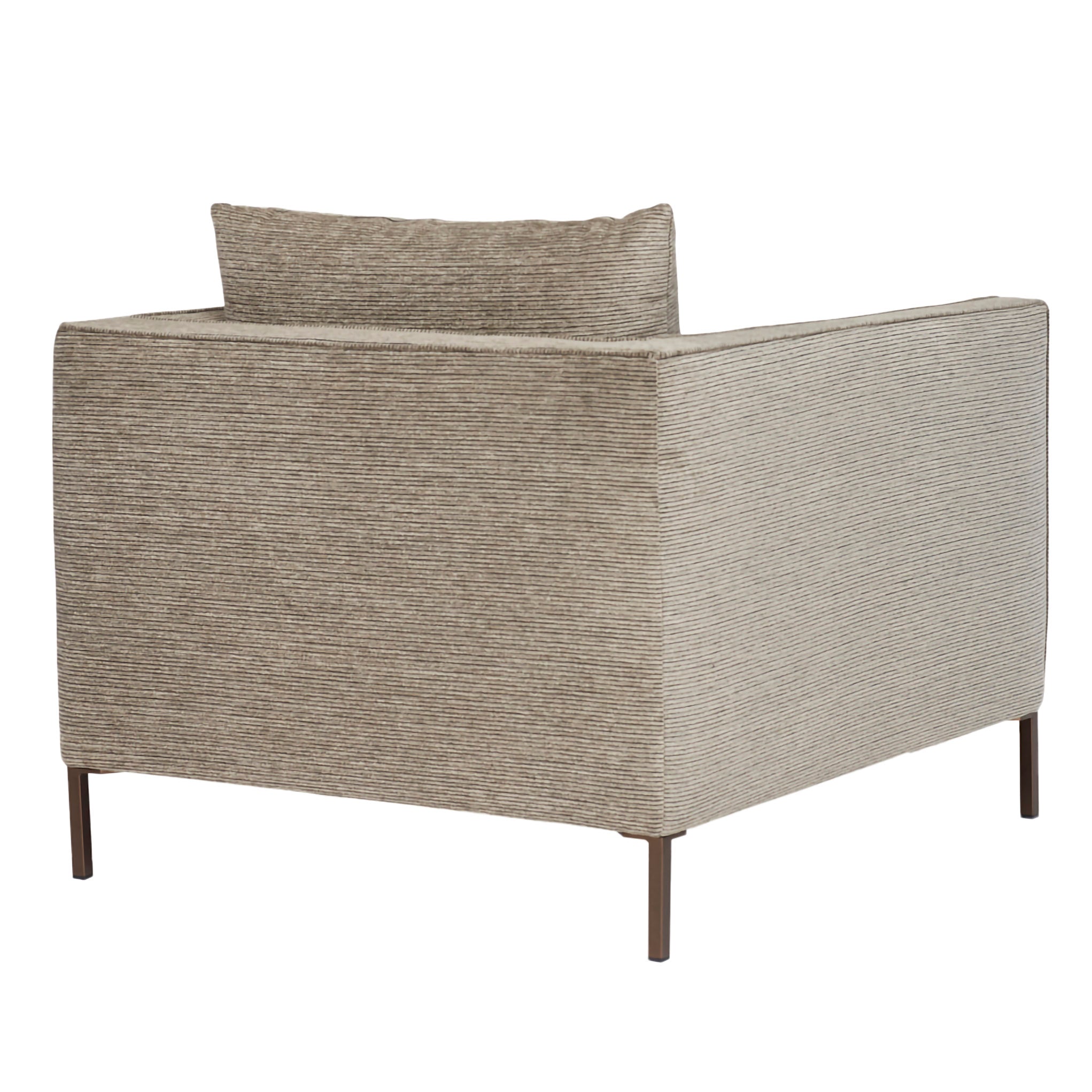 Siena armchair in Salina 12 black and white. Rear angle view.