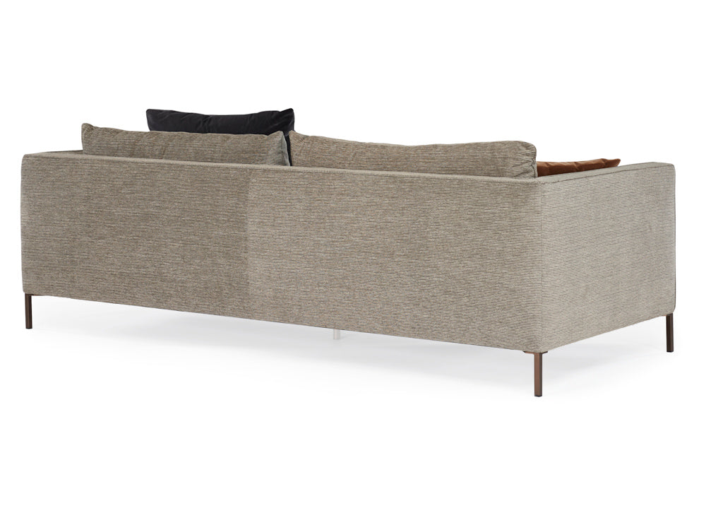 Siena sofa in black and white tone colour. Rear angle view.