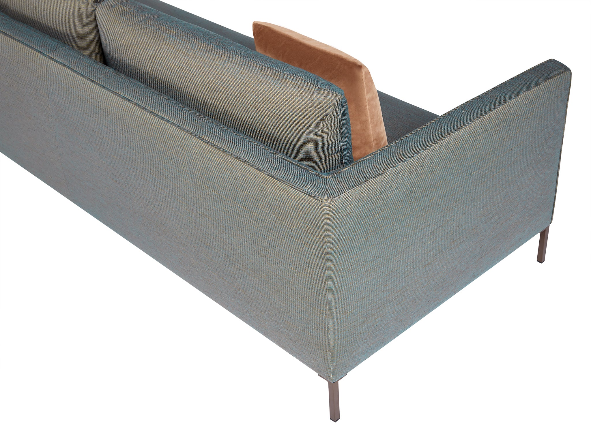 Siena sofa in bronze and blue colour. Rear top view.