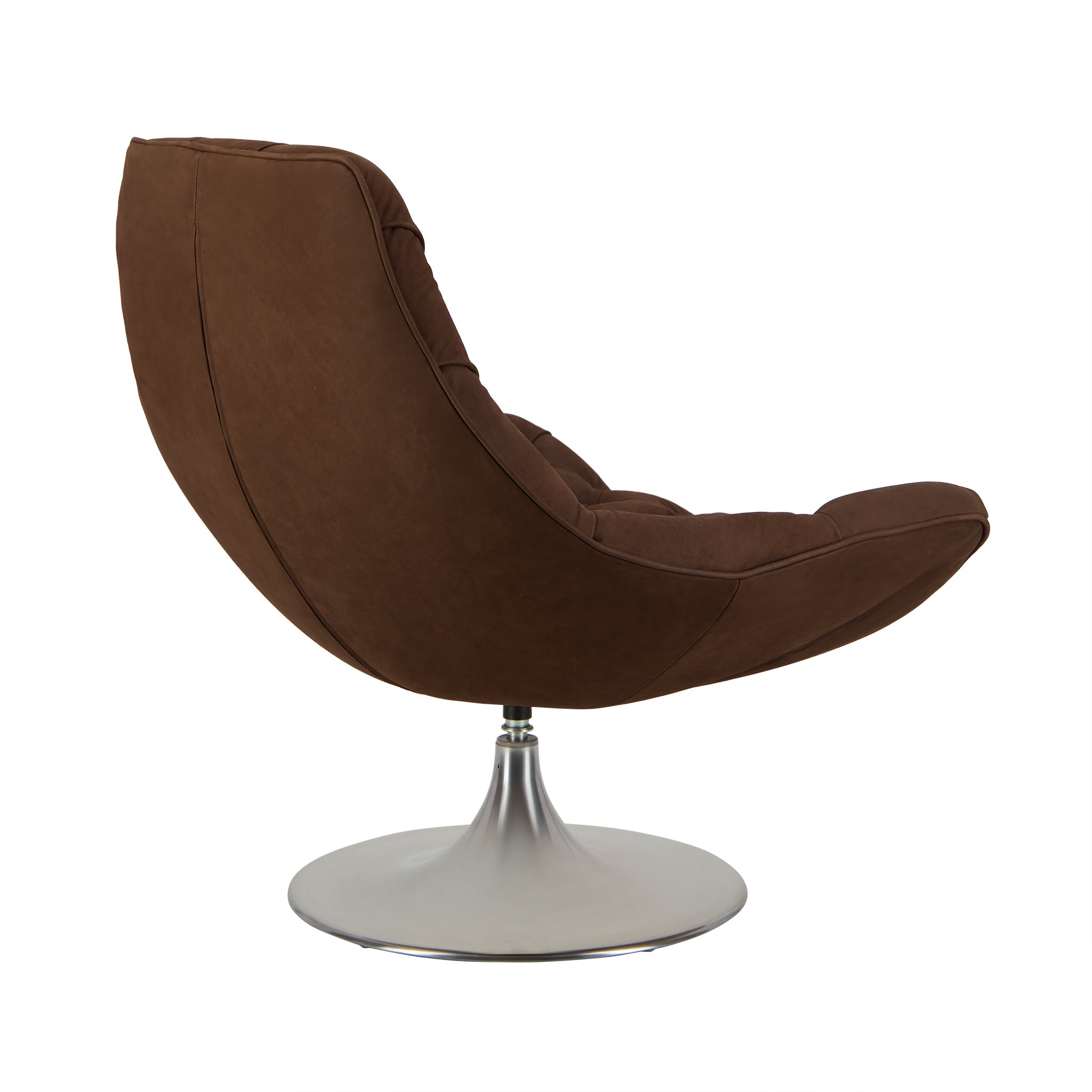 Venezia Kalahari leather swivel lounge chair in brown colour. Rear view.