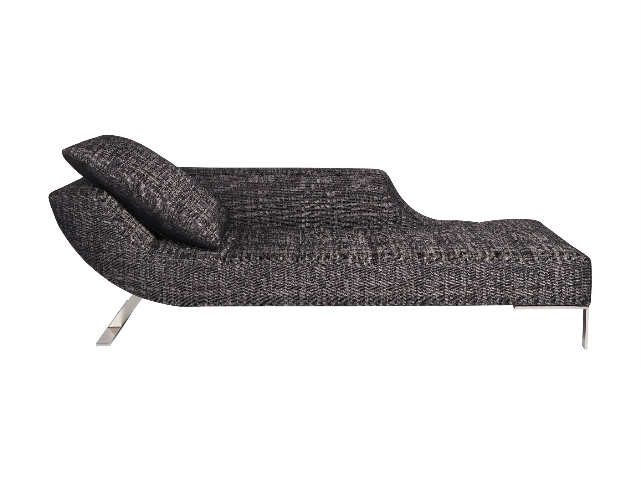 Viceversa chaise longue in moderne grey colour. Side view.